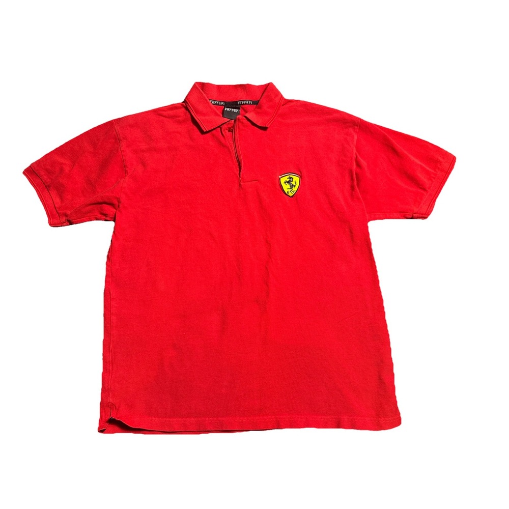 Ferrari Shirt Mens Large Red Short Sleeve Collared Polo Cotton